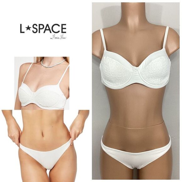 L*SPACE cream Marley bikini set. M/DD-top. Retails $196 - Picture 1 of 16